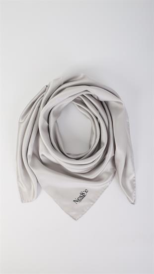 Düz Renk AçıkGri  İthal İpek Eşarp