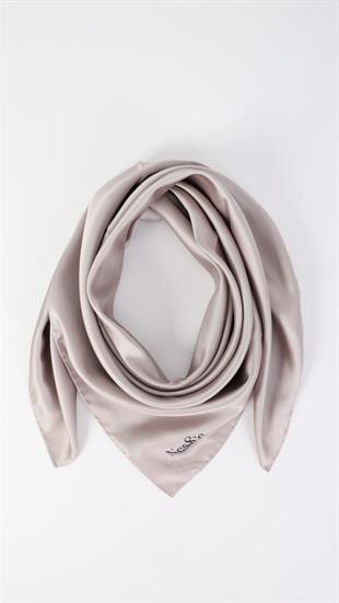 Düz Renk Bej İthal İpek Eşarp