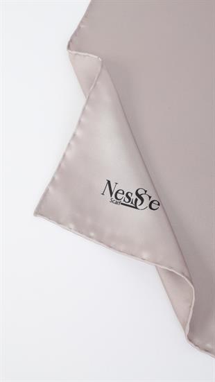 Düz Renk Bej İthal İpek Eşarp