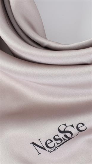 Düz Renk Bej İthal İpek Eşarp