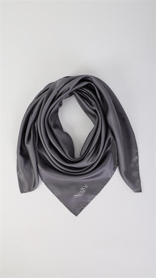 Düz Renk Füme İthal İpek Eşarp