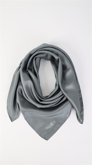 Düz Renk Gri İthal İpek Eşarp