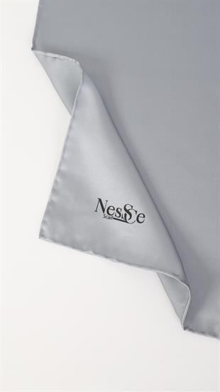 Düz Renk Gri İthal İpek Eşarp