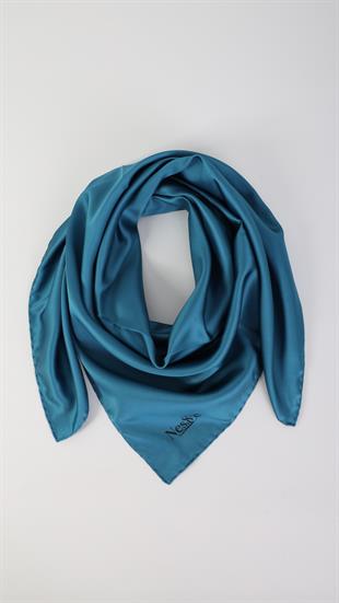 Düz Renk Haki İthal İpek Eşarp