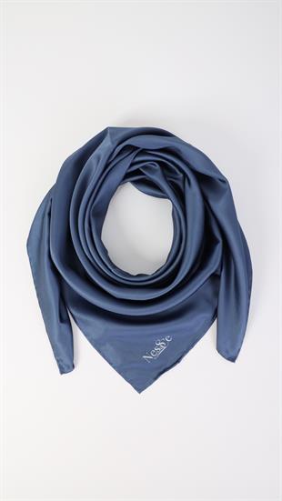 Düz Renk İndigo İthal İpek Eşarp