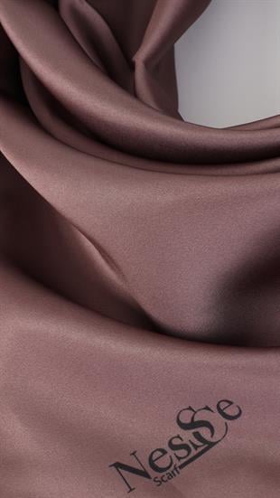 Düz Renk Kahve İthal İpek Eşarp