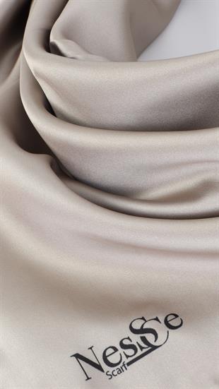 Düz Renk Krem İthal İpek Eşarp