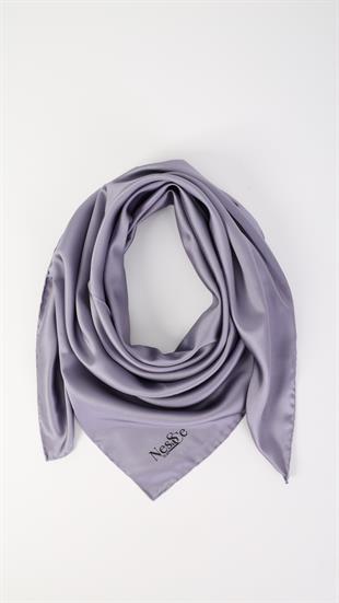 Düz Renk Lila İthal İpek Eşarp