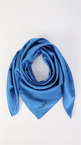 Düz Renk Mavi  İthal İpek Eşarp