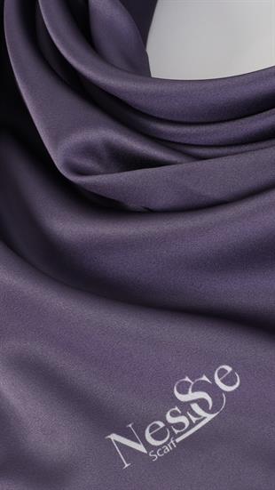 Düz Renk Mor  İthal İpek Eşarp