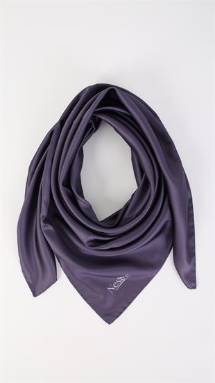 Düz Renk Mor  İthal İpek Eşarp