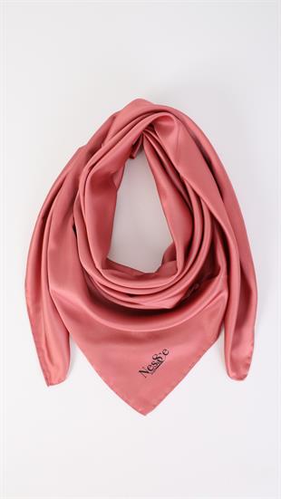 Düz Renk Pembe İthal İpek Eşarp