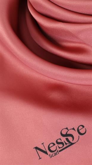 Düz Renk Pembe İthal İpek Eşarp