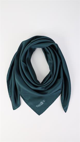 Düz Renk Petrol İthal İpek Eşarp