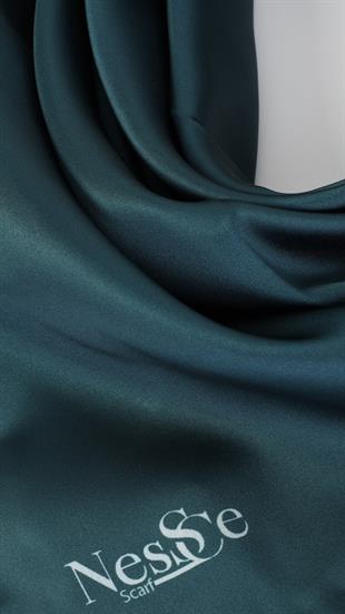 Düz Renk Petrol İthal İpek Eşarp