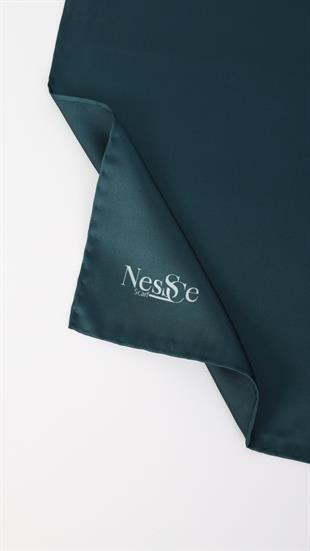 Düz Renk Petrol İthal İpek Eşarp