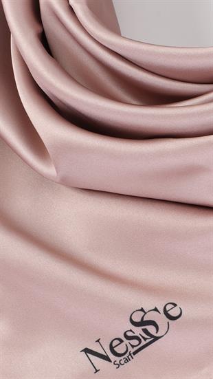 Düz Renk Pudra İthal İpek Eşarp