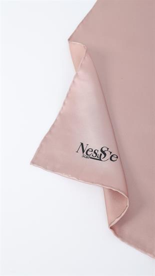 Düz Renk Pudra İthal İpek Eşarp