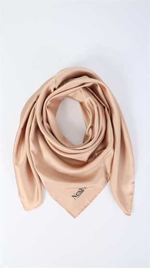 Düz Renk Somon İthal İpek Eşarp