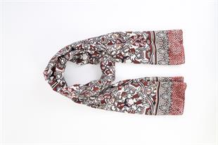 Etnik Desenli Bordo Pamuklu Şal