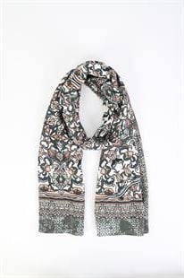 Etnik Desenli Haki Pamuklu Şal