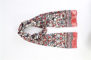 Etnik Desenli Kırmızı Pamuklu Şal