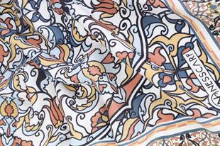 Etnik Desenli Sarı Pamuklu Şal