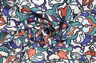 Etnik Desenli Turkuaz Pamuklu Şal