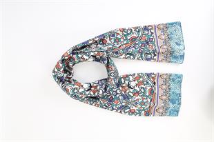 Etnik Desenli Turkuaz Pamuklu Şal