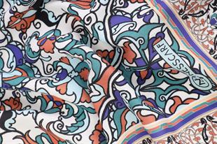 Etnik Desenli Turkuaz Pamuklu Şal