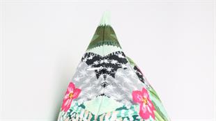 Kaktüs Desenli Pembe Kadife Yastık /Kırlent Kılıfı 48x48 cm