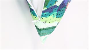 Kaktüs Desenli Pembe Süet Yastık /Kırlent Kılıfı 48x48 cm