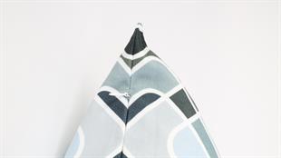 Kare Desenli Mavi Kadife Yastık /Kırlent Kılıfı 48x48 cm