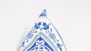 Kare Desenli Mavi Kadife Yastık /Kırlent Kılıfı 48x48 cm