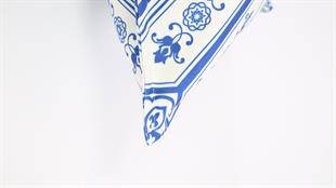 Kare Desenli Mavi Süet Yastık /Kırlent Kılıfı 48x48 cm