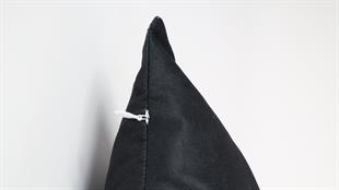 Kare Desenli Turuncu - Siyah Süet Yastık /Kırlent Kılıfı 48x48 cm