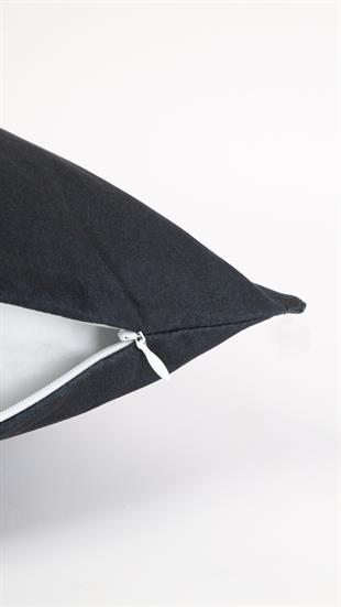 Kare Desenli Turuncu - Siyah Süet Yastık /Kırlent Kılıfı 48x48 cm