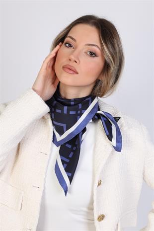 Kare Desenli Twill İpek Eşarp / Fular 95x95