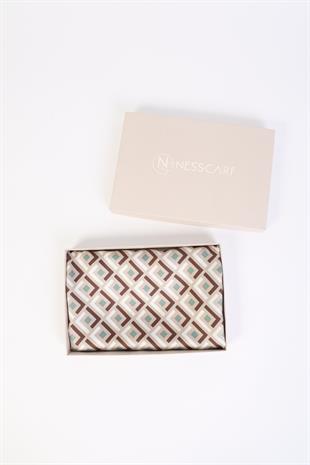 Kare Desenli Twill İpek Eşarp / Fular 95x95