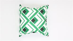 Kare Desenli Yeşil Süet Yastık /Kırlent Kılıfı 48x48 cm