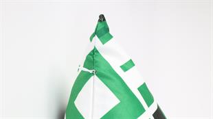 Kare Desenli Yeşil Süet Yastık /Kırlent Kılıfı 48x48 cm