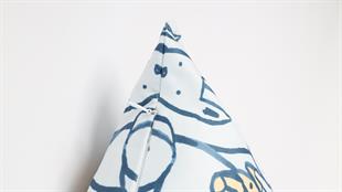 Köpek Desenli Beyaz Süet Yastık /Kırlent Kılıfı 48x48 cm