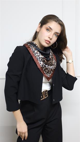 Leopar Desenli İthal İpek Saten Eşarp