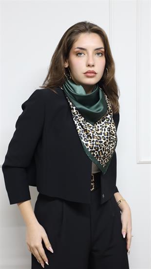 Leopar Desenli İthal İpek Saten Eşarp