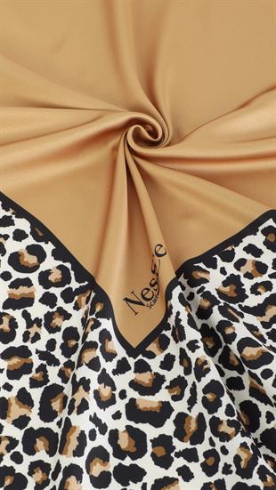 Leopar Desenli İthal İpek Saten Eşarp