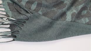 Leopar Desenli Yeşil Şardonlu Paşmina Şal 