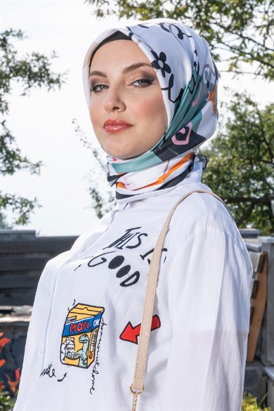 Lost Twill Scarf Beyaz