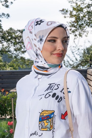 Lost Twill Scarf Beyaz