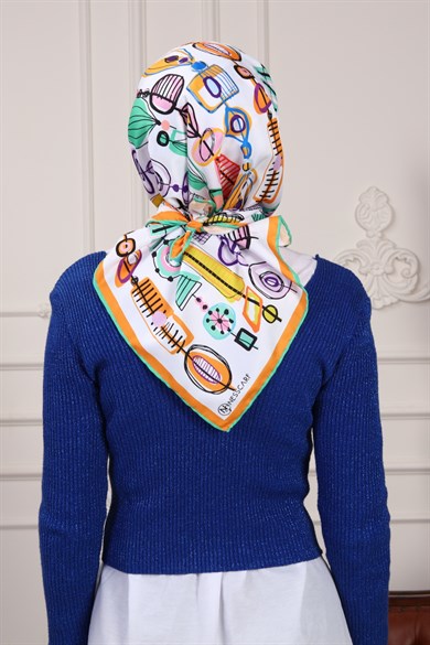 Mathilda Twill Scarf Beyaz