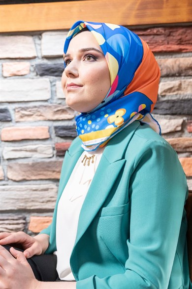 Monica Twill Scarf Blue